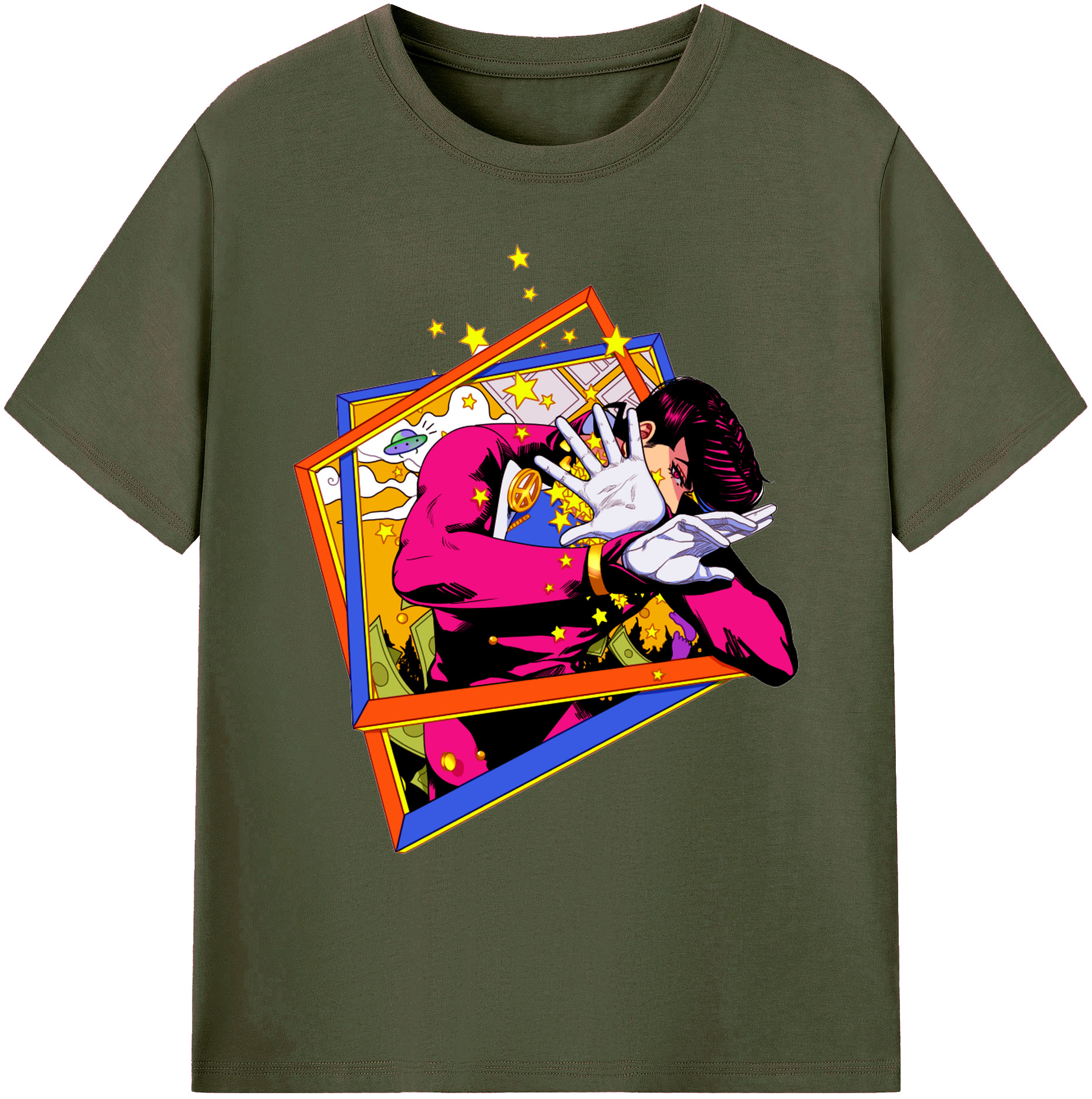 （画像用） ジョジョの奇妙な冒険 ひがしかた じょうすけ JoJo's Bizarre Adventure Higashikata Josuke 綿100％ メンズ半袖Tシャツ｜肌触りやわらか＆通気性
